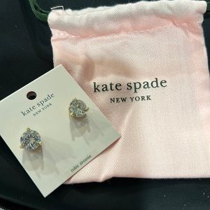 NWT Kate Spade Clear/Gold Stud Earrings